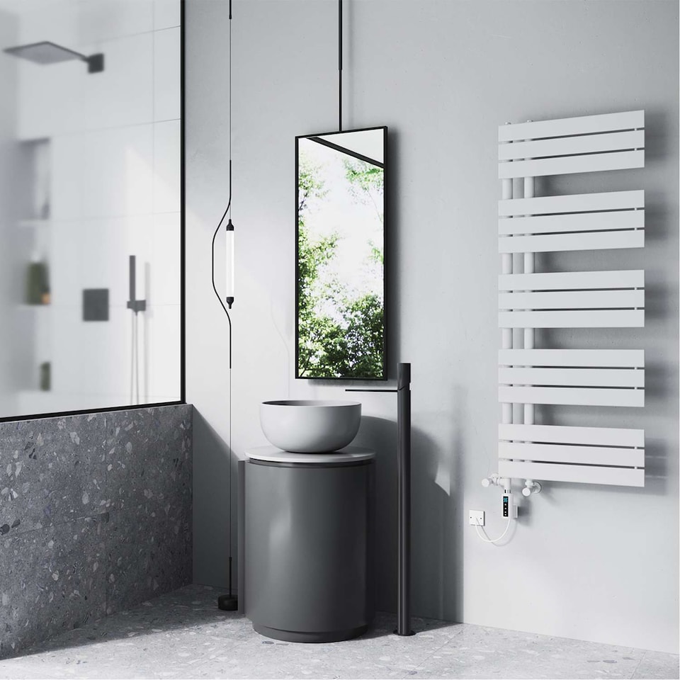 image 1 of Tristan - White Dual Fuel Towel Rail H1292mm x W500mm Thermostatic WIFI