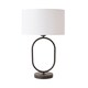image 1 of ValueLights Antonia Matte Black Oval Table Lamp White Shade