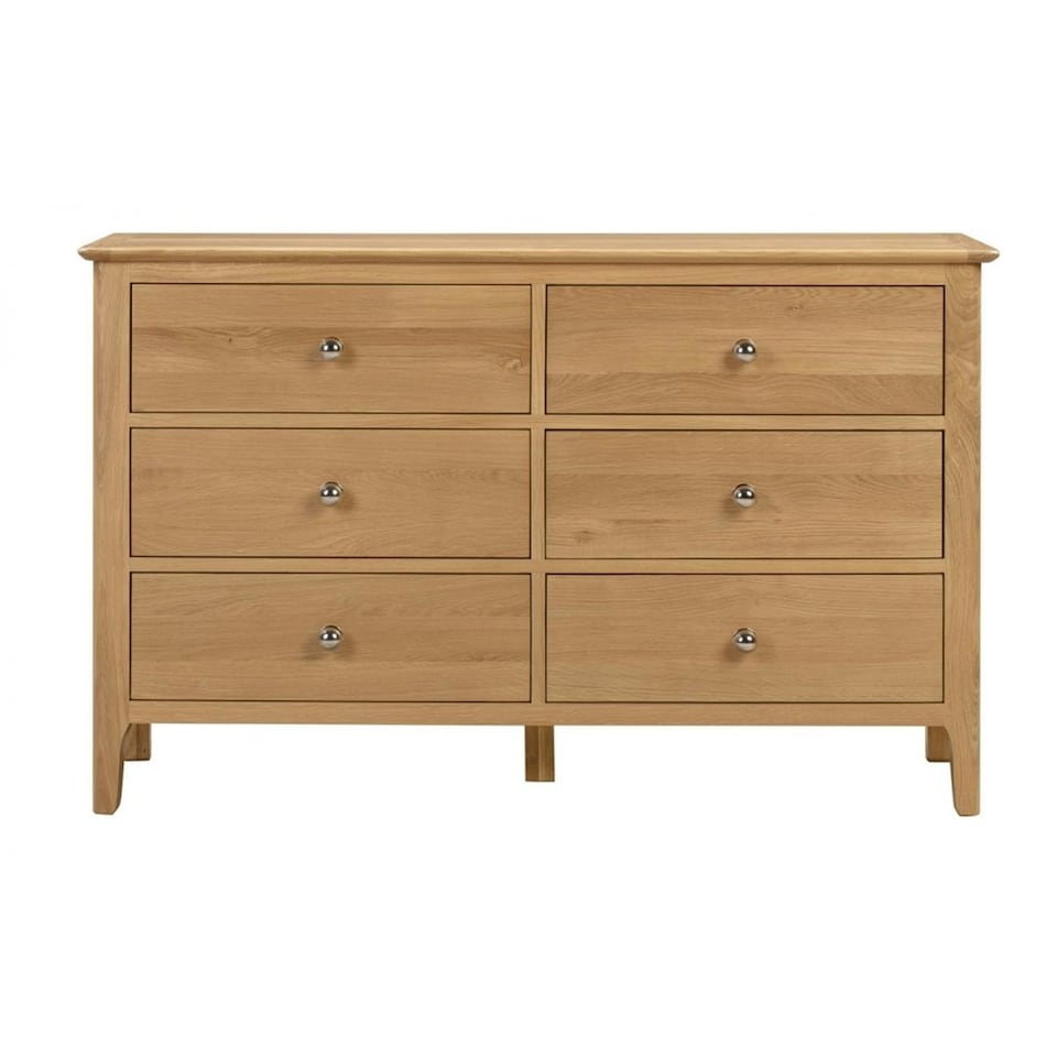 image 1 of Solid Oak 6 Drawer Wide Chest