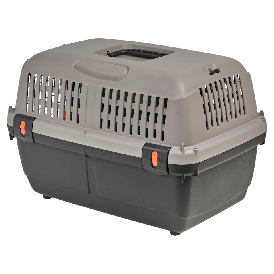 image 1 of Dog Pet Carrier Transporter Cage - Black & Grey - Large