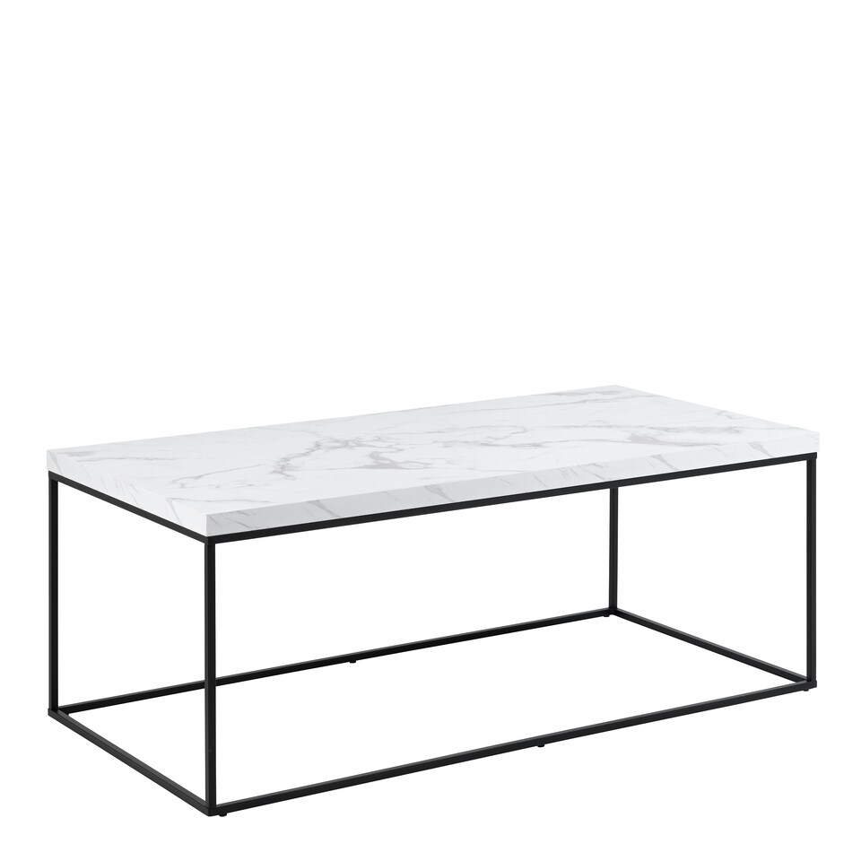 image 1 of Barossa Coffee Table with White Marble Effect Top & Black Steel Base 110x55x45cm