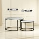 image 7 of HOMCOM 2 Pcs Stacking Coffee Table Set Steel Frame Marble-Effect Top Foot Pads | Grey | 78.5x78.5x46.5