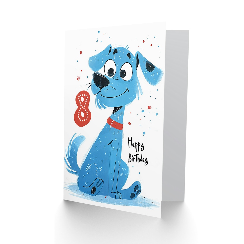 image 1 of Dog Lover Puppy Cartoon Cute 8th 8 Year Old Child Kids Birthday Card