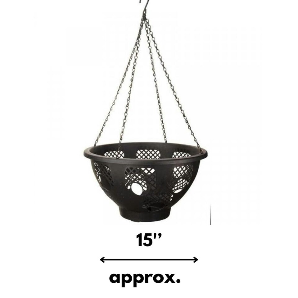 image 1 of Marco Paul Black Plastic Hanging Basket 15" Black