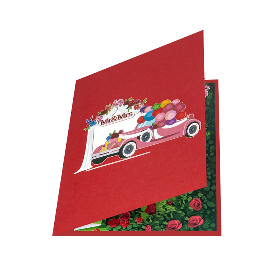 image 1 of MR & MRS Rose Wedding Wishes 3D Pop Up Greeting Card Hidden Gift Card Slot