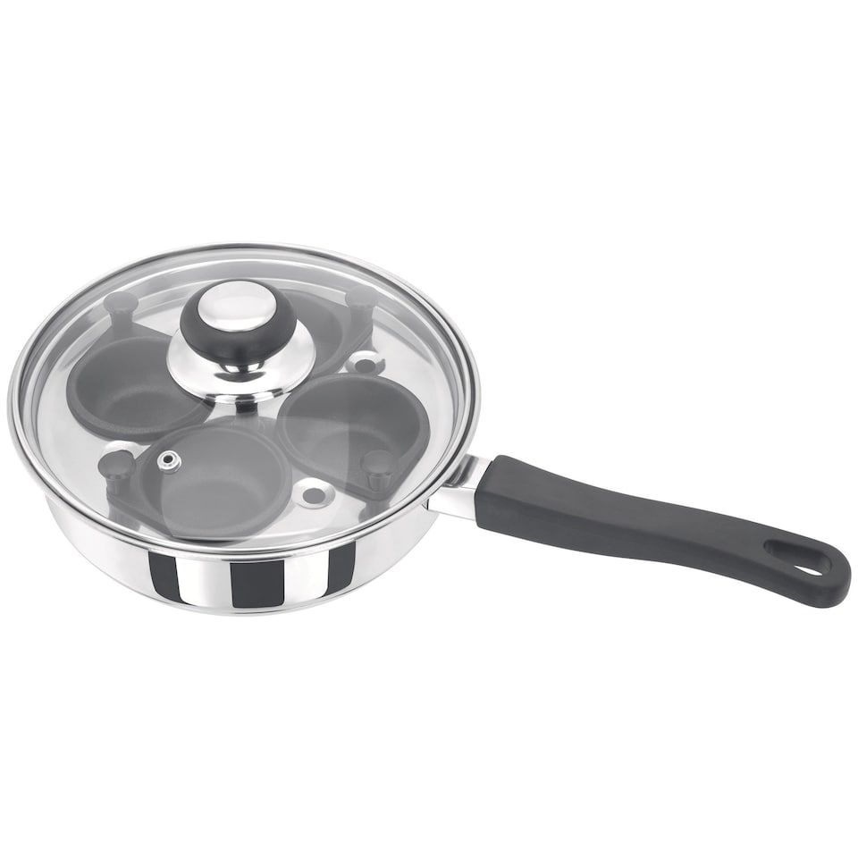image 1 of Judge Essentials Stainless Steel 4-Cup Egg Poacher Pan with Lid
