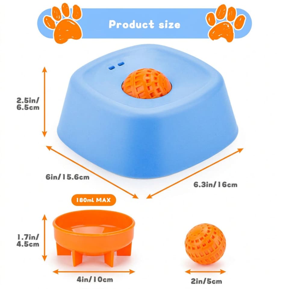 image 1 of Pet Lick Bowl for Dogs & Cats – Liquid Food Slow Feeder with Rotating Lick Ball, Non‑Slip Suction Base & Calming Enrichment Design for Anxiety Relief (Blue)