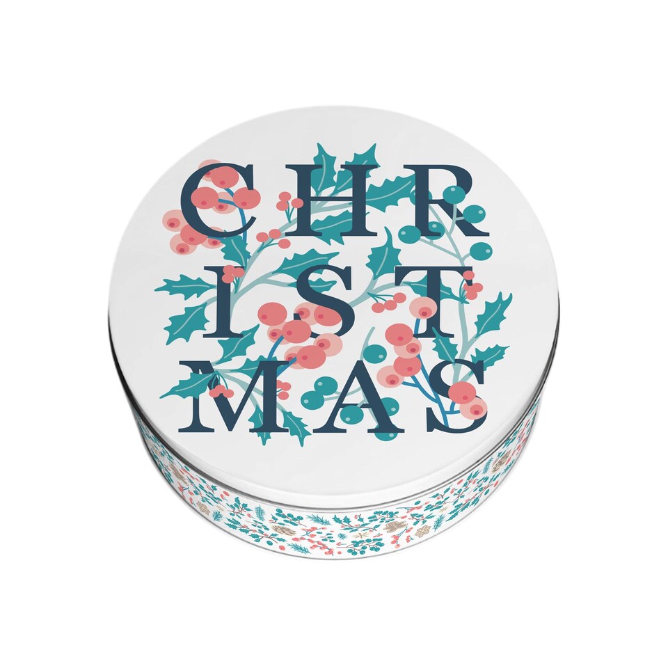 image 1 of Holly Tangle Round Christmas Cake Tin