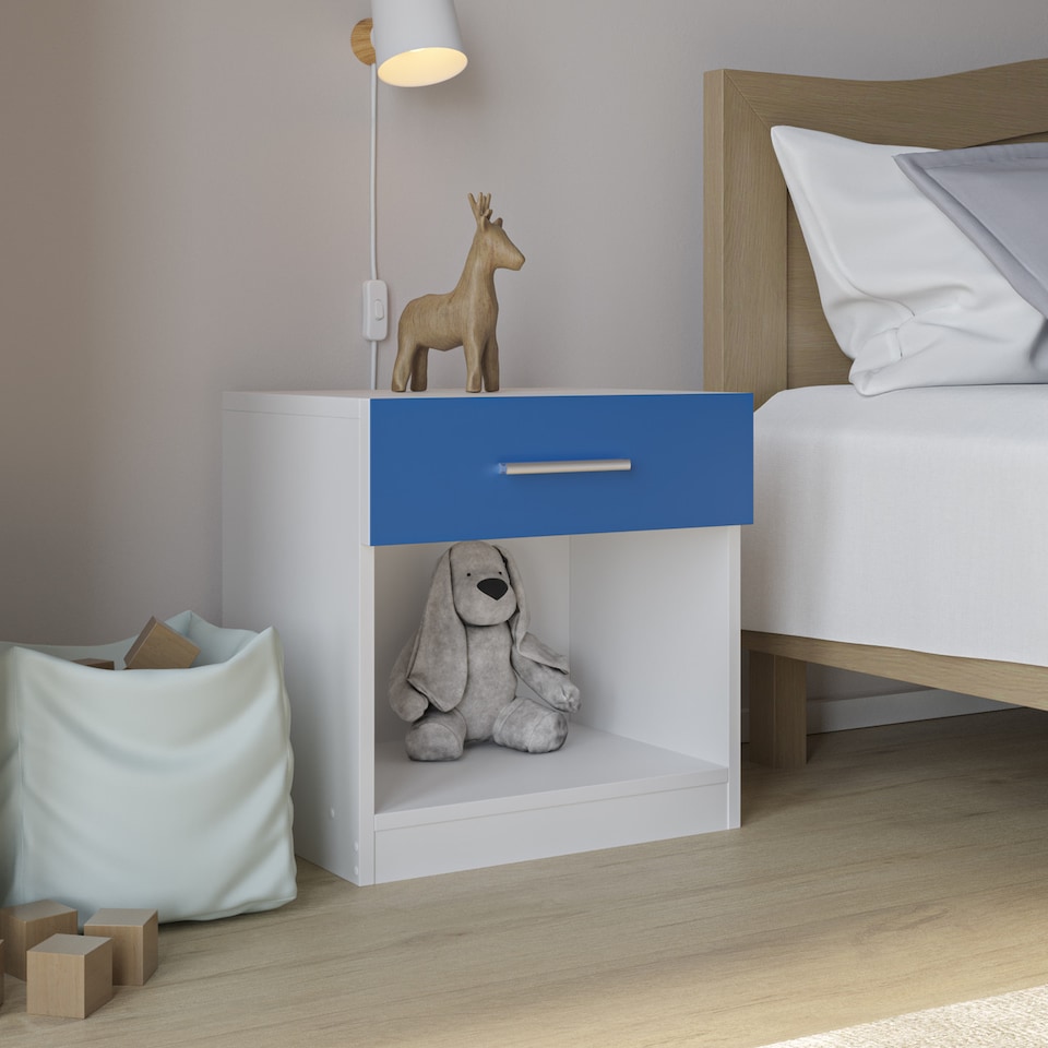 image 1 of Orlando Kids 1 Drawer White Bedside Table | White | 1