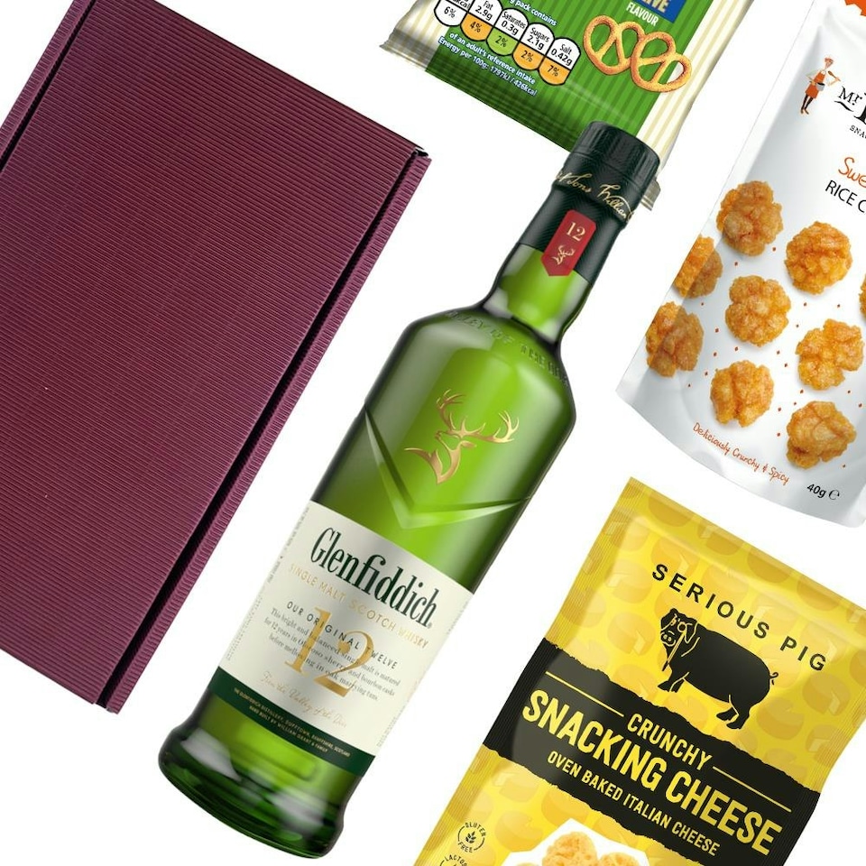 image 1 of Glenfiddich 12 Year Old Whisky Nibbles Hamper 70cl 40% abv