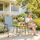 image 2 of Outsunny Folding Garden Chairs, Outdoor Chairs Set of 2, Light Grey | Grey | Light Grey | Not provided