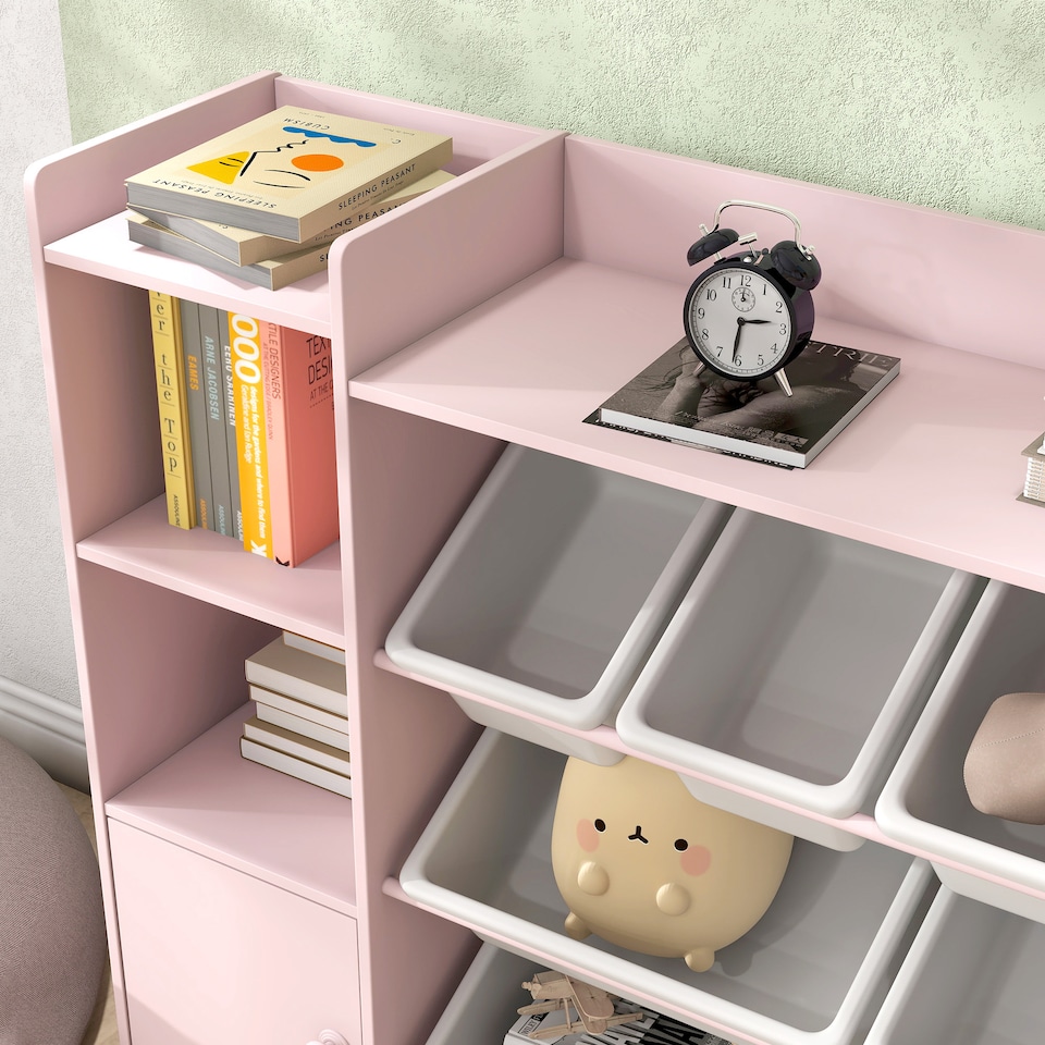 image 1 of AIYAPLAY Kids Toy Storage Organiser with 8 Removable Storage Bins, Pink