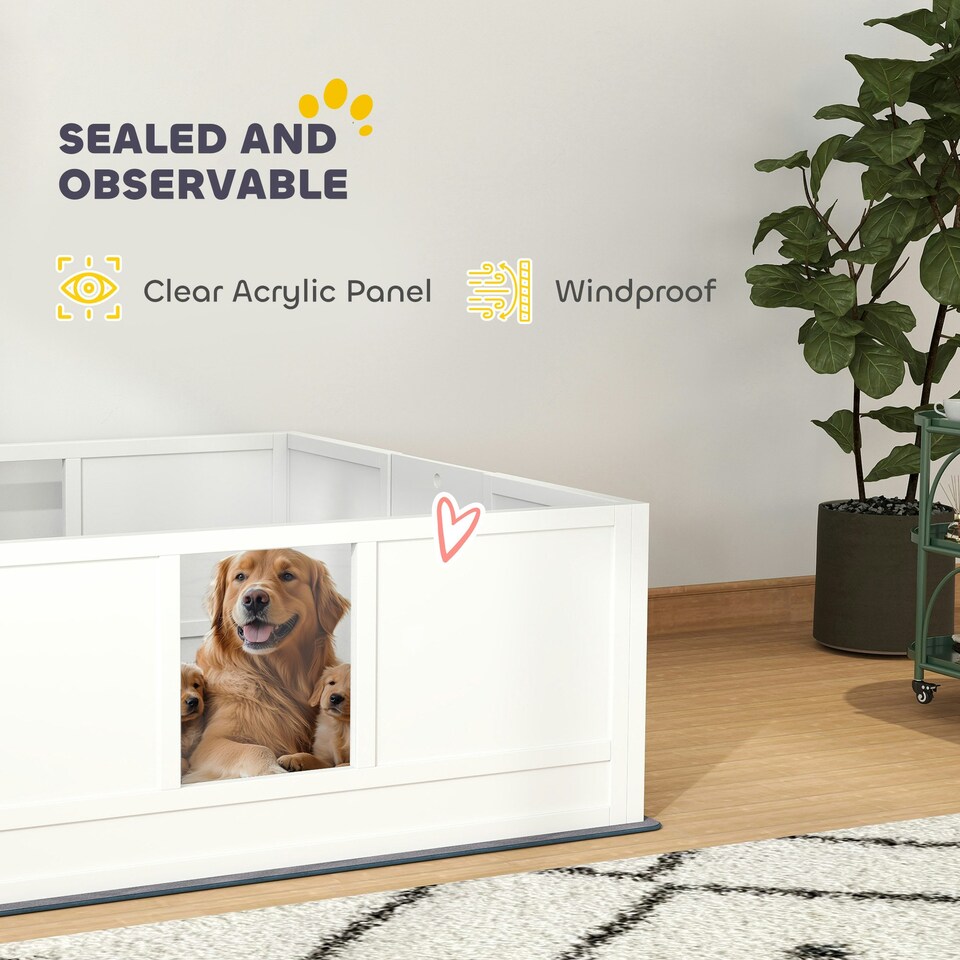 image 1 of PawHut Dog Whelping Box with Whelping Pad, Adjustable Entrance, 124 x 120cm