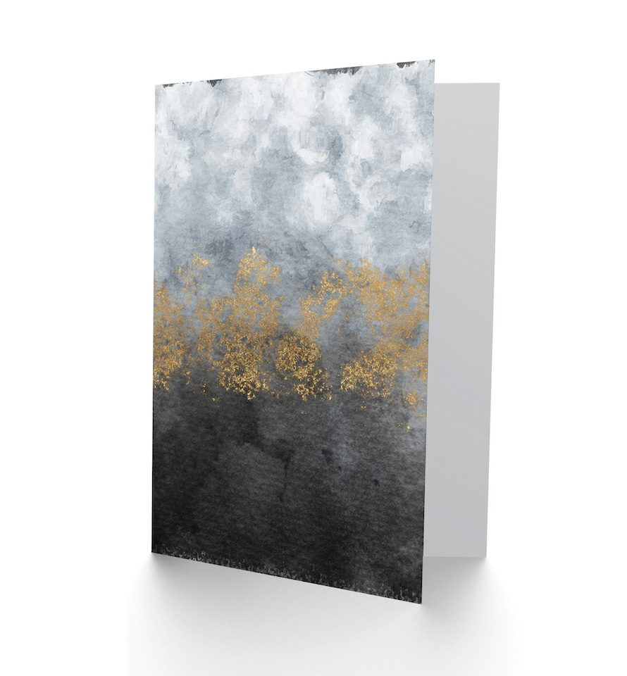 image 1 of Abstract Grey Gold Watercolour Art Blank Just to Say Card