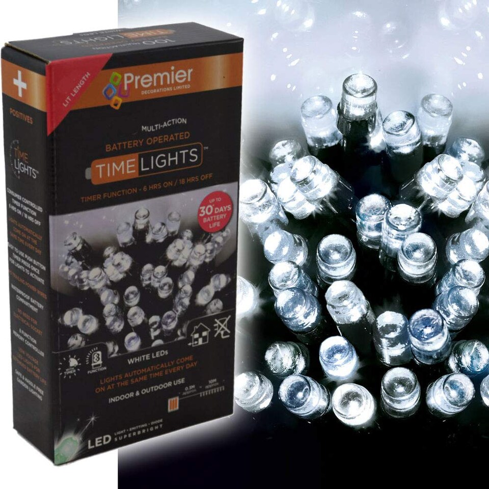 200 LED 20m Premier Christmas Indoor Outdoor Multi Function Battery ...