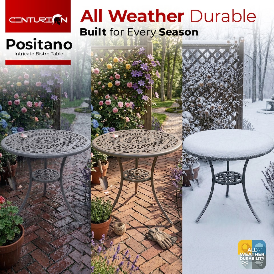 image 1 of Centurion Supports POSITANO Garden and Patio Grey Cast Aluminium Bistro Table | Grey | Grey