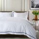 image 2 of Hampstead 100% Cotton Duvet Cover Set – 200 Thread Count with Inserted Ribbon & Oxford Pillowcases Blue | White | Super King