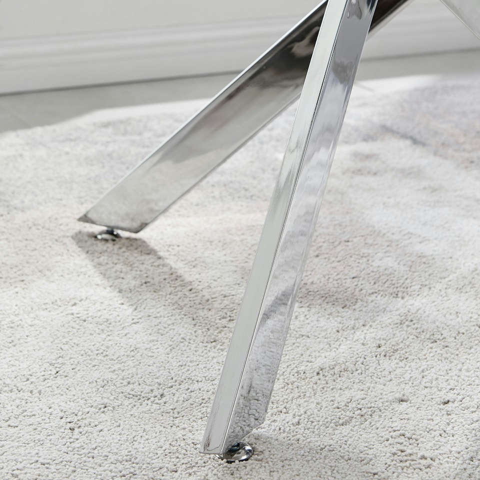 image 1 of Furniturebox Leonardo 4 Glass And Chrome Metal Dining Table
