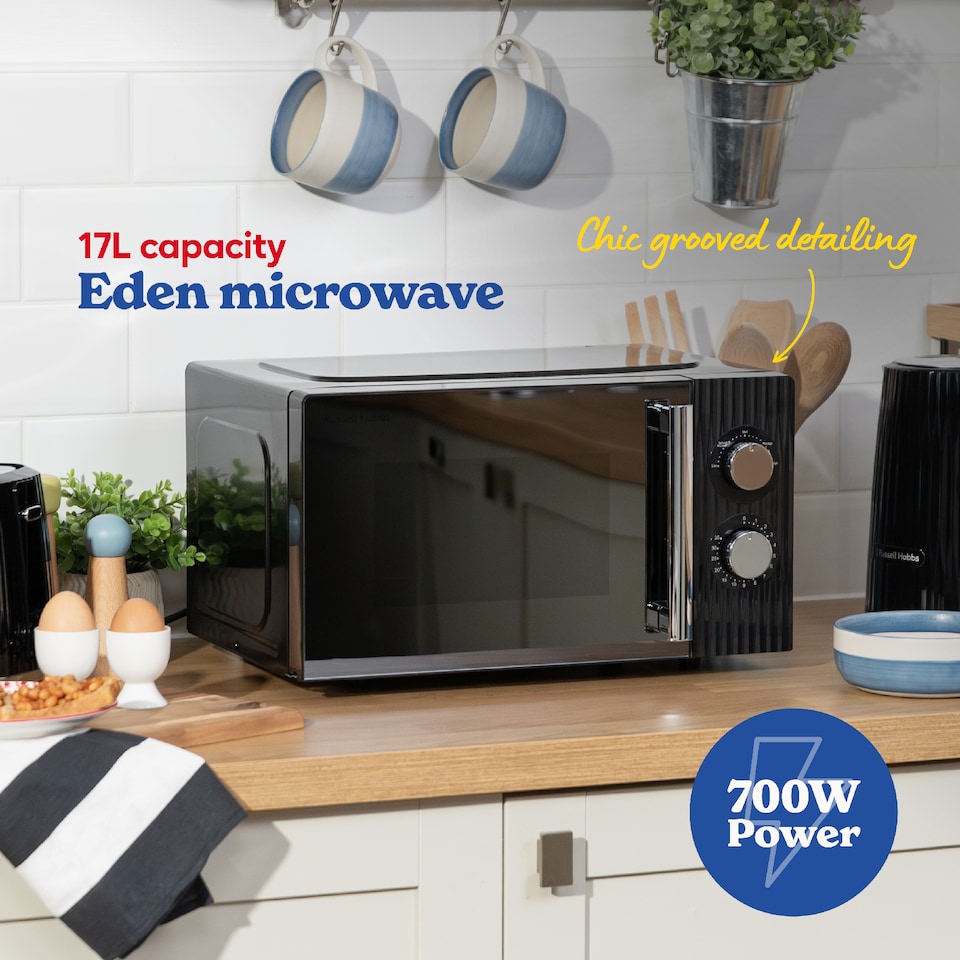 image 1 of Russell Hobbs Manual Microwave Eden 17L with 5 Power Levels Black RHMM725B