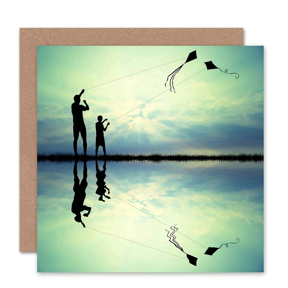 image 1 of Kite Fly Day Silhouette Fathers Day Dad Card