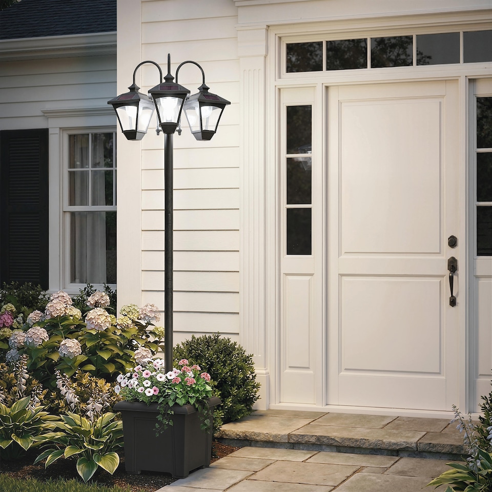 image 1 of Outsunny Solar Lamp Post Dusk-to-Dawn Sensor 185 cm Black | Black | Black | 52 x 52 x 185 cm