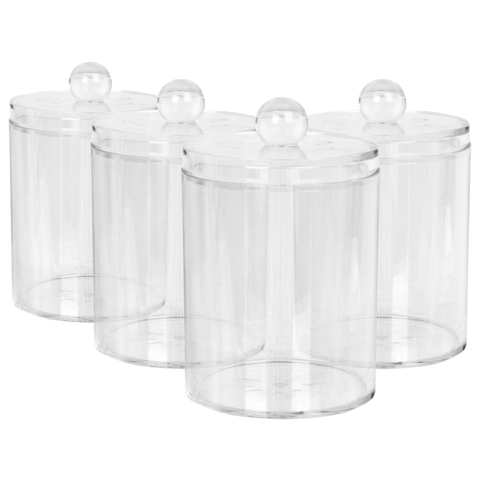 image 1 of Harbour Housewares Reusable Plastic Bathroom Canisters with Clear Lid - Pack of 4