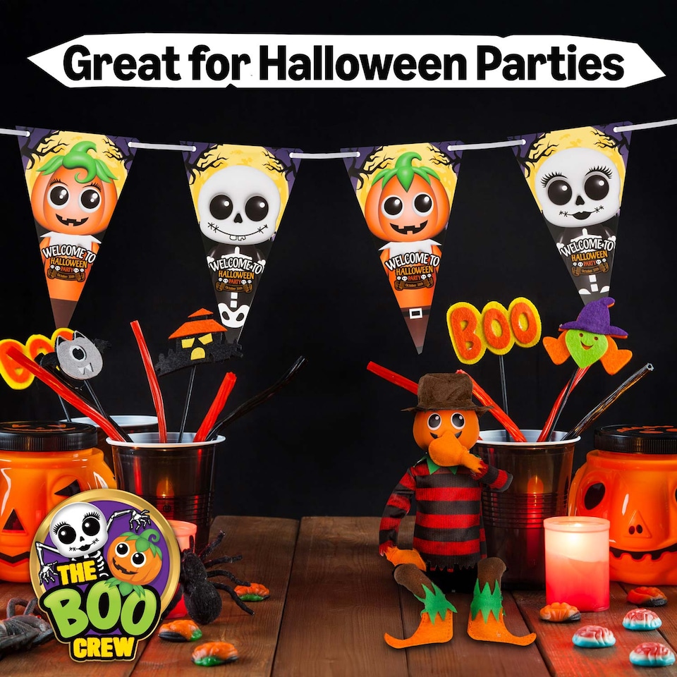 image 1 of PMS The Boo Crew Halloween Bunting - Pumpkin & Skeleton Wall Decoration
