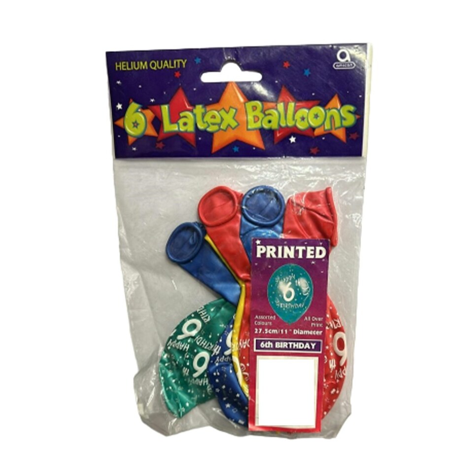 image 1 of Amscan Happy Latex 6th Birthday Balloon (Pack of 6) - Multicoloured - One Size