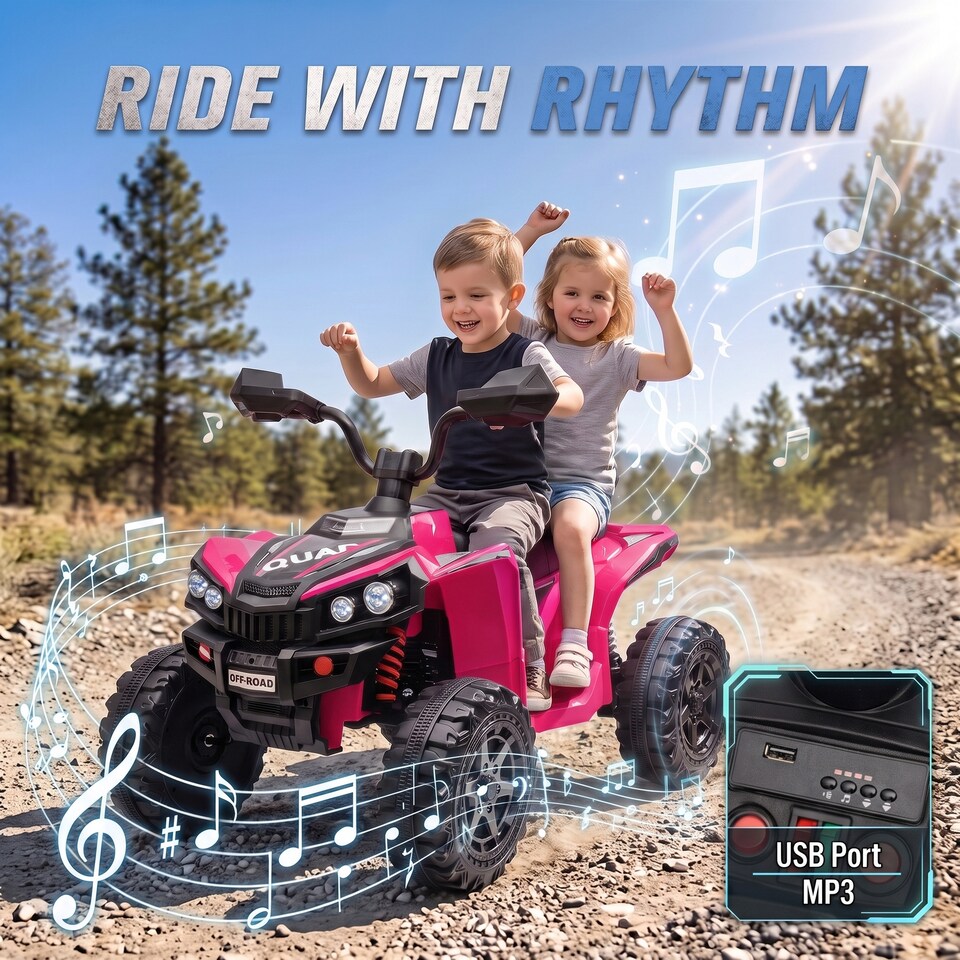 image 1 of AIYAPLAY 24V 2 Seater Electric Quad Bike for Boys Girls, Ride On Car ATV