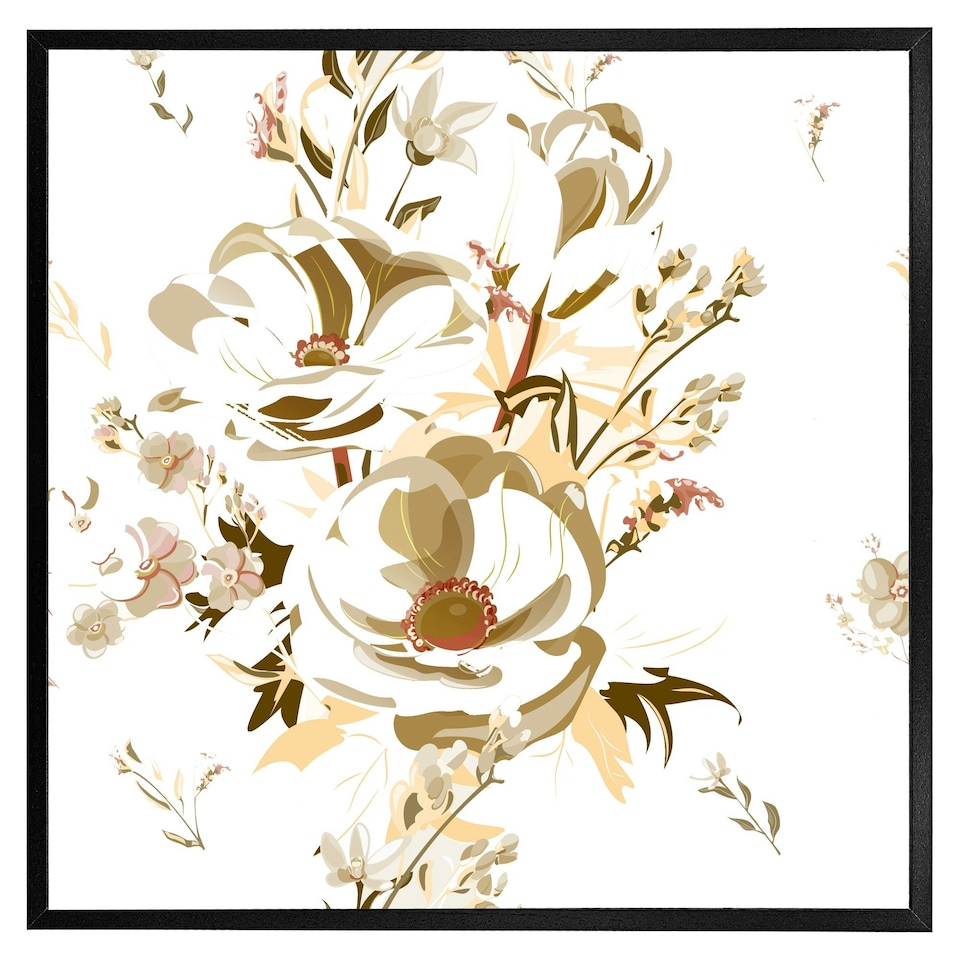 image 1 of Golden flower print (Picture Frame) Brown | M