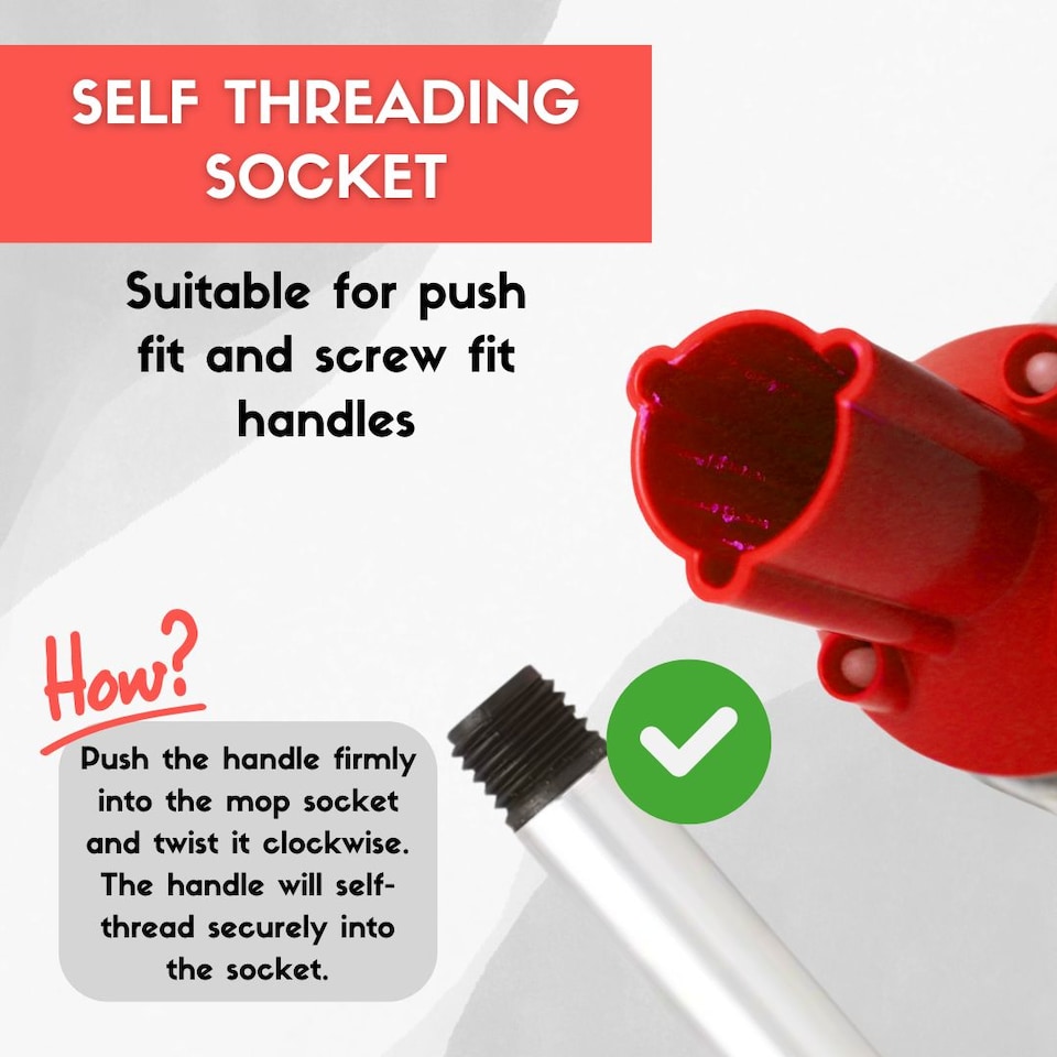 image 1 of Large Floor Mops Mop Head Refills (10 Super Absorbent Mops With 140cm Handle) For Hard Floor Mopping Cleaning Home office and Commercial Use Red | Red