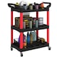 image 1 of HOMCOM 3-Tier Rolling Tool Cart, Tool Trolley on Wheels for Garage, Black | Red | Black and Red