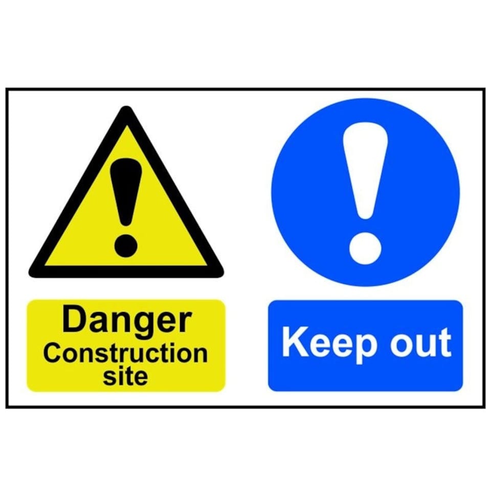 Scan Danger Construction Site Keep Out - Pvc Sign 600 X 400mm - Multi Colour - 600 x 400mm