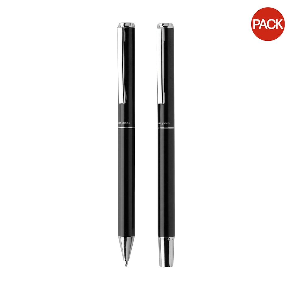 image 1 of Swiss Peak Cedar Recycled Pen Set (Pack of 2) - Black - 14cm x 1.2cm