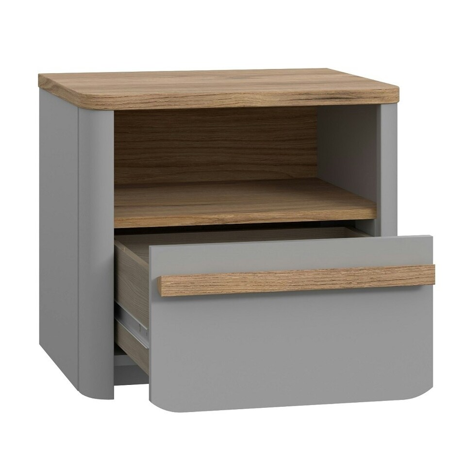 image 1 of Surfinio Grey 1 Drawer 1 Open Shelf Bedside Cabinet