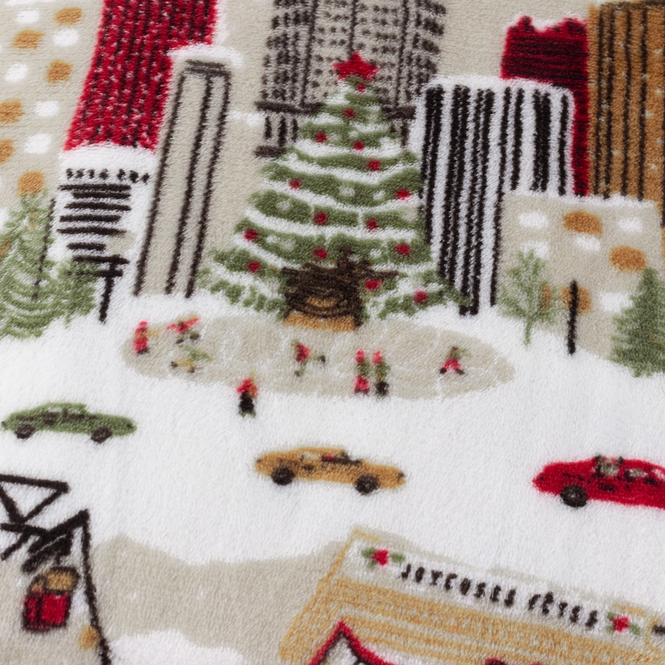 image 1 of Furn Joy To All Printed Fleece Throw | Cream | Cream | 1
