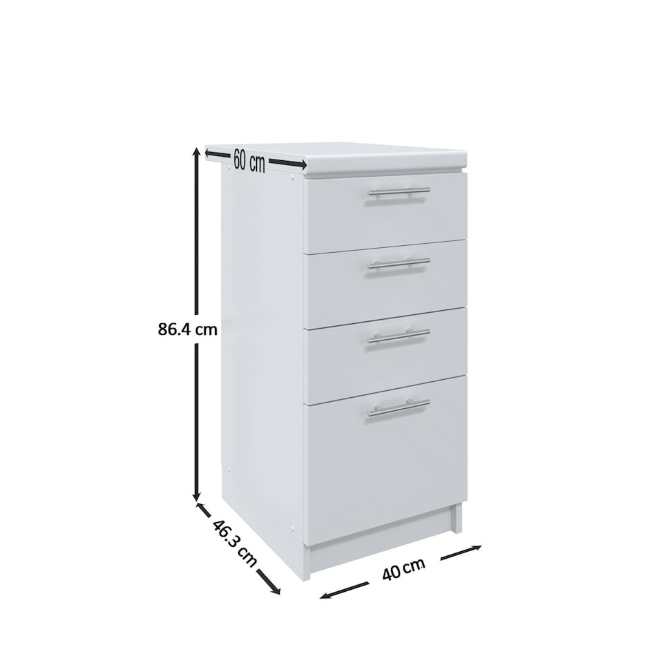 image 1 of JD Greta Kitchen Base Drawer Unit 400mm Cabinet With Fronts 40cm Grey Matt with Worktop
