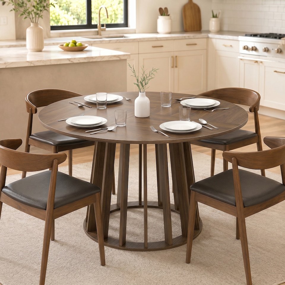 image 1 of HOMCOM Modern Dining Table for 4-6 People 120 cm Light Walnut