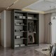 image 3 of Modern Vertical Panelled Sliding Wardrobe 150cm | White/Black/Grey/Oak 2-Door Bedroom Storage Grey | (Oak Strip) 150cm 