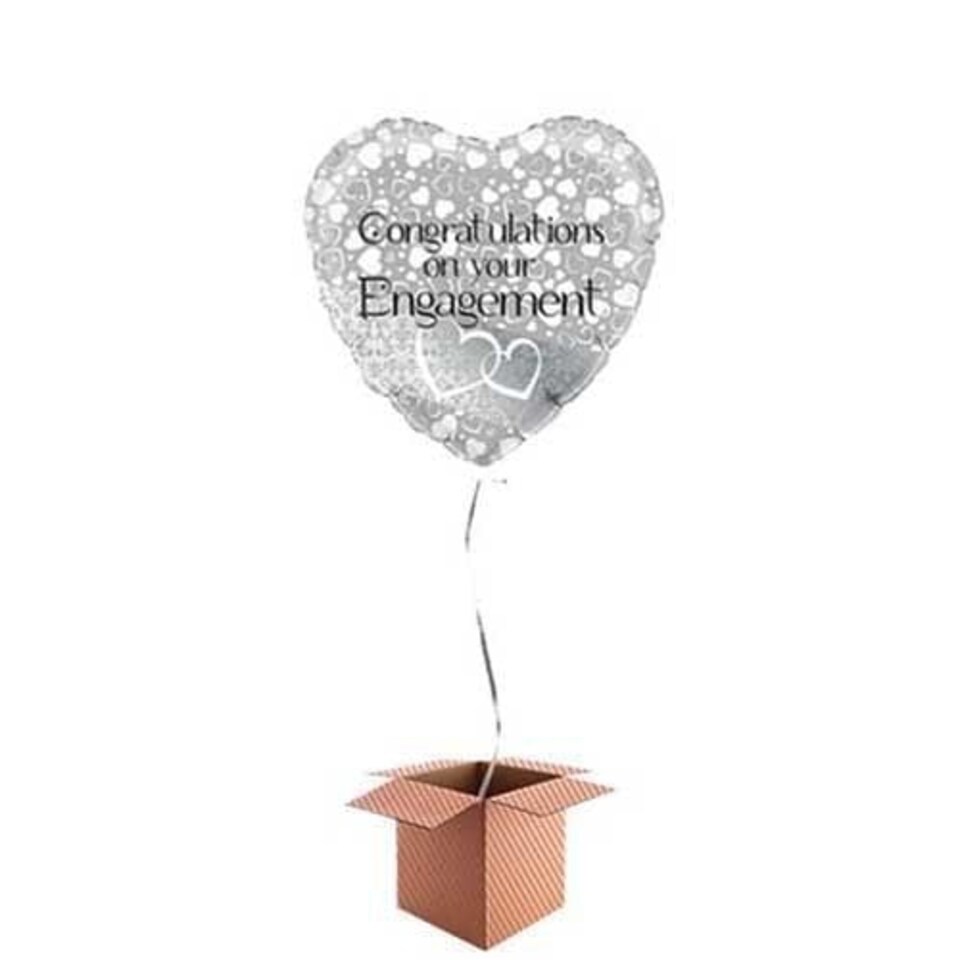 Hearts Engagement Foil Balloon - Inflated Balloon in a Box