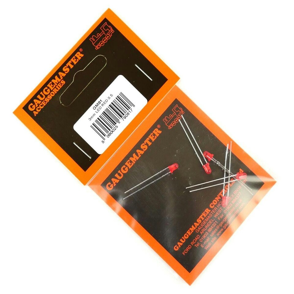 image 1 of Gaugemaster Electric Red 3mm 12v LEDs (5) - Use GM76 Resistors