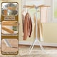 image 6 of COSTWAY 8 Arm Bamboo Folding Clothes Drying Rack White and Bamboo Color