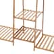 image 2 of Living and Home Trapezoid Bamboo Garment Rack with Tiered Storage Shelves | Brown