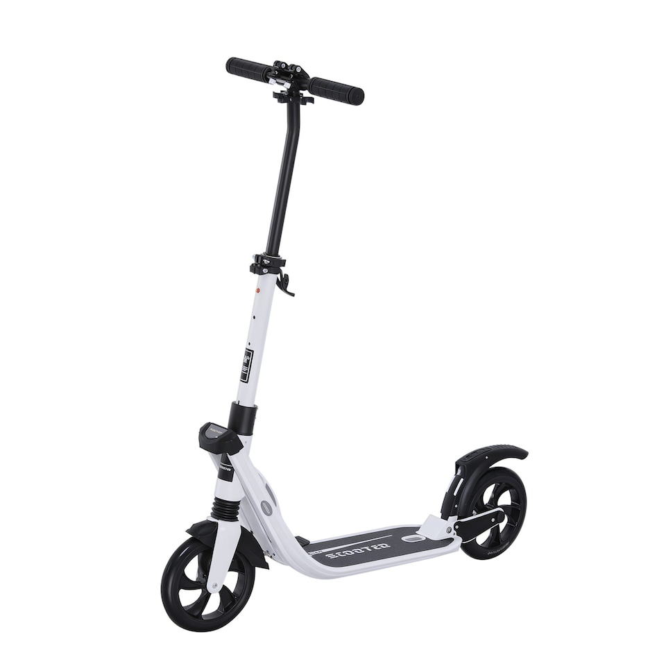 image 1 of HOMCOM Folding Kick Scooter Teens Adult Ride On Adjustable 2 Big Wheels White