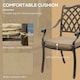 image 6 of Outsunny 7-PC Cast Aluminum Patio Dining Set w/ Umbrella Hole & Cushion, Bronze | Bronze | Bronze tone, Khaki | Table: 150x90x72.5cm, Chair: 62x65x91cm