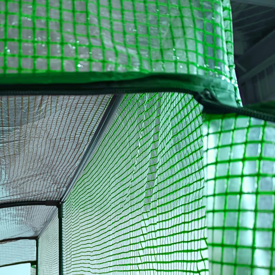 image 1 of Outsunny Walk-In Lean to Wall Greenhouse w/Window&Door 200Lx 100W x 215Hcm Green