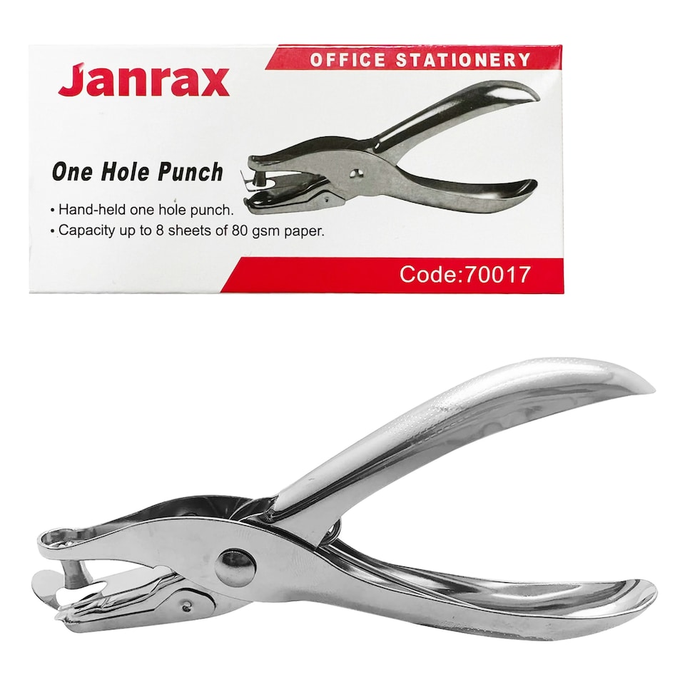 image 1 of PACK OF 12 Single One Hole Punches - Metal Hand Held Paper Puncher