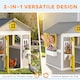 image 4 of Outsunny Wooden Playhouse with Doors, Windows, Plant Pots for Kids - Grey
