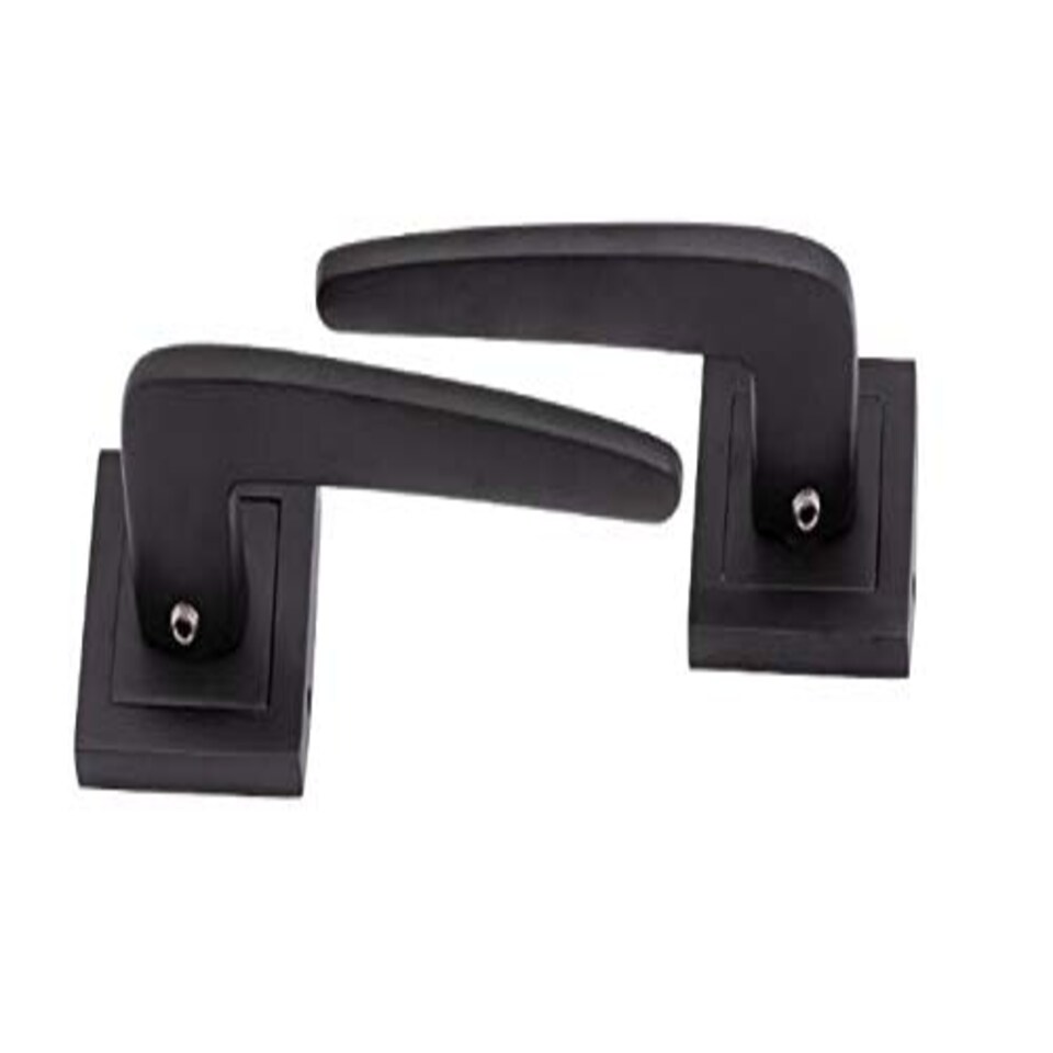 image 1 of Golden Grace 1 Pair Venus Door Handles on Square Rose in Matte Black Finish with Fixing Screws Black