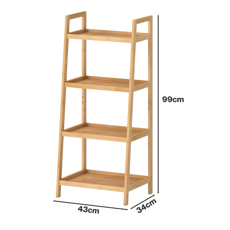 image 1 of Levede Bathroom Storage Shelves 4 Tier Rack Corner Bathroom Kitchen Bamboo